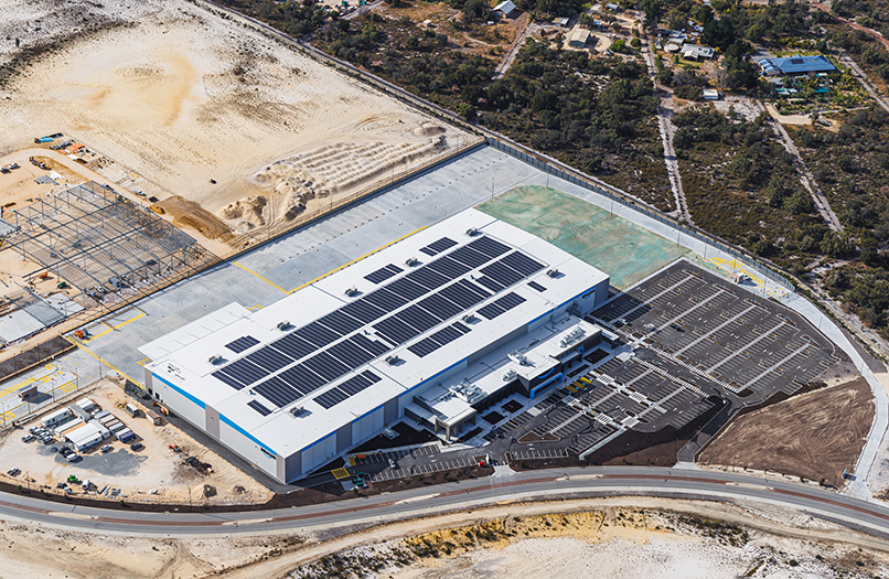 PER4 Distribution Centre, 2 Centurion Place Jandakot, Perth, Western Australia, Design & Construct Project, Capstone Construction, Warehouse, Office Loading Dock, Carpark Hardstands, Development, Logistics Facility, Amazon, Pickmod, Racking, Fitout, Sustainability Page, Aerial